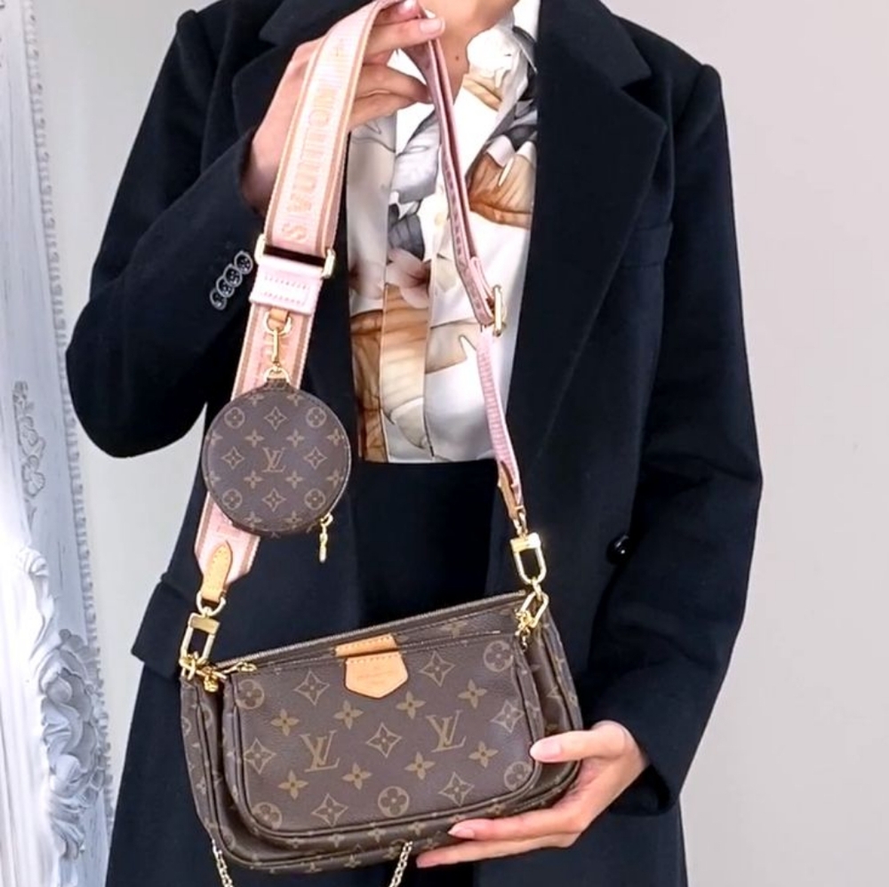 Authenticated LV Louis Vuitton Multi Pochette Accessoires PINK Monogram - Picture 6 of 16
